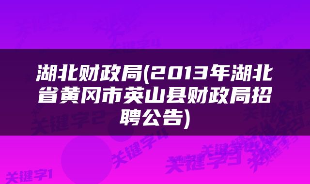 湖北财政局(2013年湖北省黄冈市英山县财政局招聘公告)