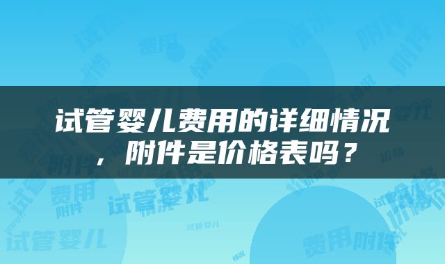 试管婴儿费用的详细情况，附件是价格表吗？