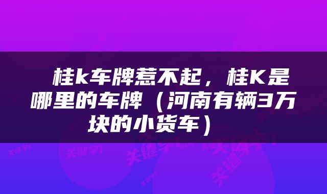  桂k车牌惹不起，桂K是哪里的车牌（河南有辆3万块的小货车） 