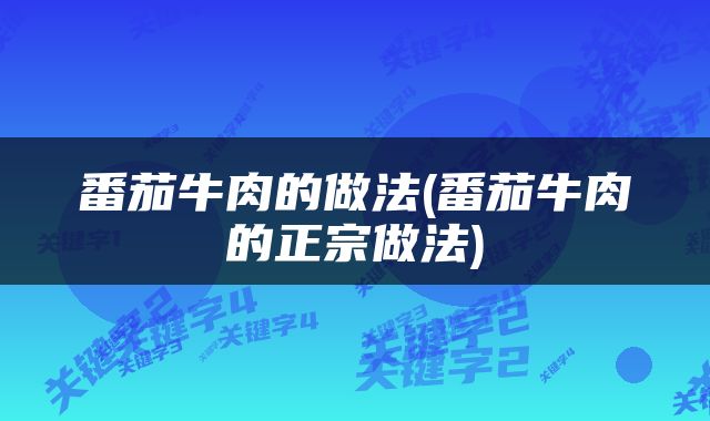 番茄牛肉的做法(番茄牛肉的正宗做法)
