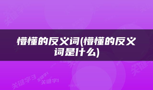 懵懂的反义词(懵懂的反义词是什么)