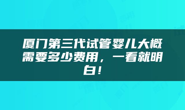 厦门第三代试管婴儿大概需要多少费用，一看就明白！
