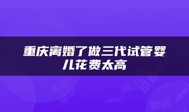 重庆离婚了做三代试管婴儿花费太高