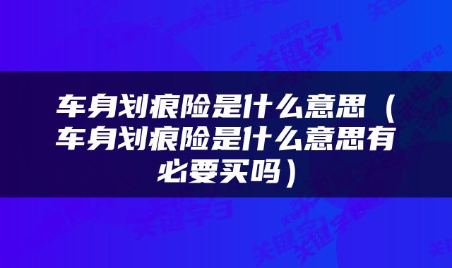 车身划痕险是什么意思（车身划痕险是什么意思有必要买吗）