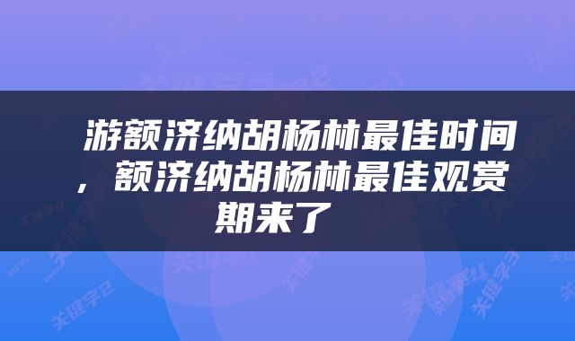  游额济纳胡杨林最佳时间，额济纳胡杨林最佳观赏期来了 
