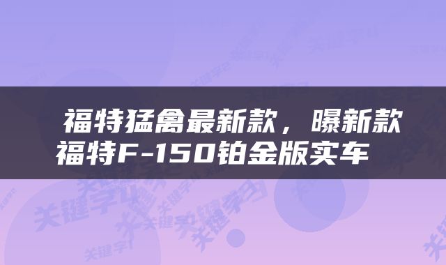 福特猛禽最新款，曝新款福特F-150铂金版实车 