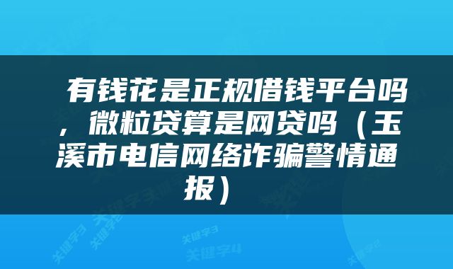  有钱花是正规借钱平台吗，微粒贷算是网贷吗（玉溪市电信网络诈骗警情通报） 