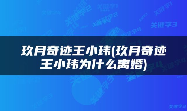 玖月奇迹王小玮(玖月奇迹王小玮为什么离婚)
