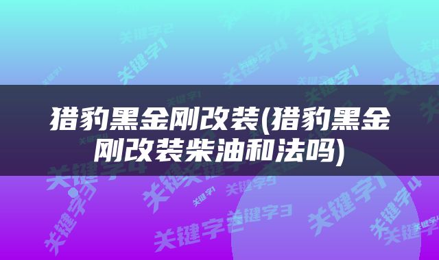 猎豹黑金刚改装(猎豹黑金刚改装柴油和法吗)