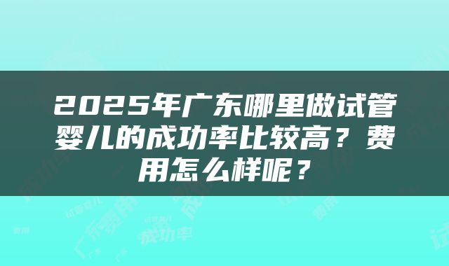 2025年广东哪里做试管婴儿的成功率比较高?费用怎么样呢?