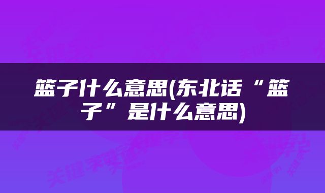 篮子什么意思(东北话“篮子”是什么意思)