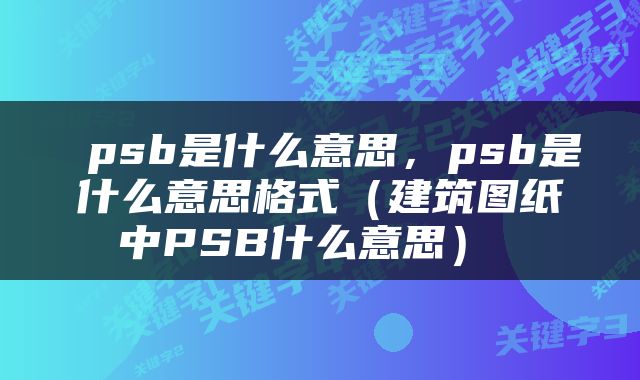  psb是什么意思，psb是什么意思格式（建筑图纸中PSB什么意思） 