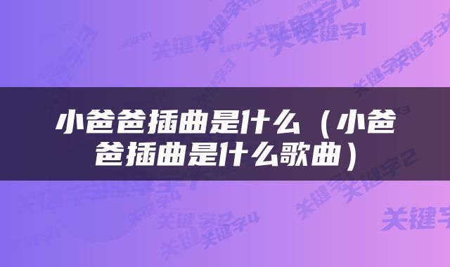 小爸爸插曲是什么（小爸爸插曲是什么歌曲）