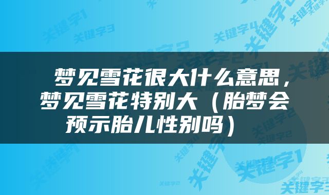  梦见雪花很大什么意思，梦见雪花特别大（胎梦会预示胎儿性别吗） 