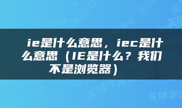  ie是什么意思，iec是什么意思（IE是什么？我们不是浏览器） 