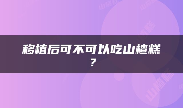 移植后可不可以吃山楂糕？