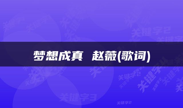 梦想成真 赵薇(歌词)
