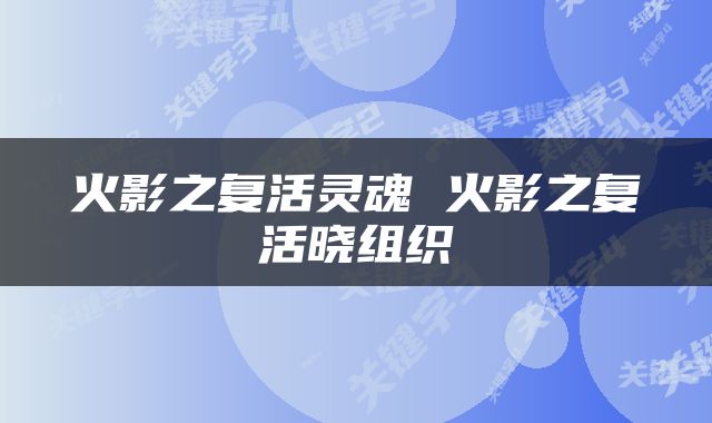 火影之复活灵魂 火影之复活晓组织