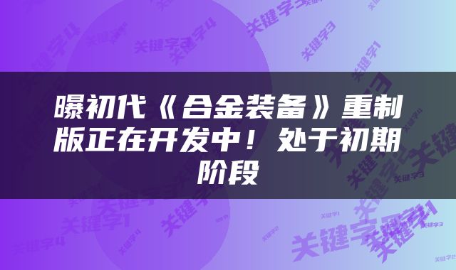 曝初代《合金装备》重制版正在开发中！处于初期阶段