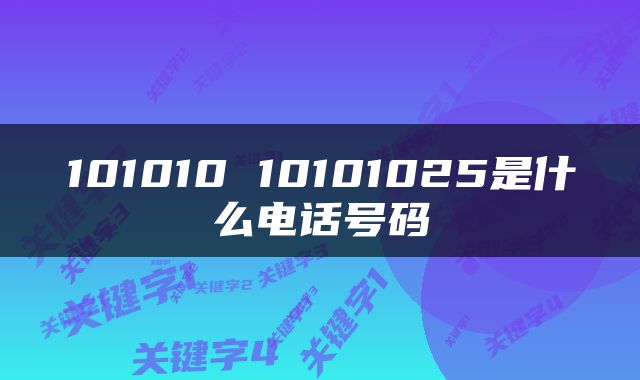 101010 10101025是什么电话号码