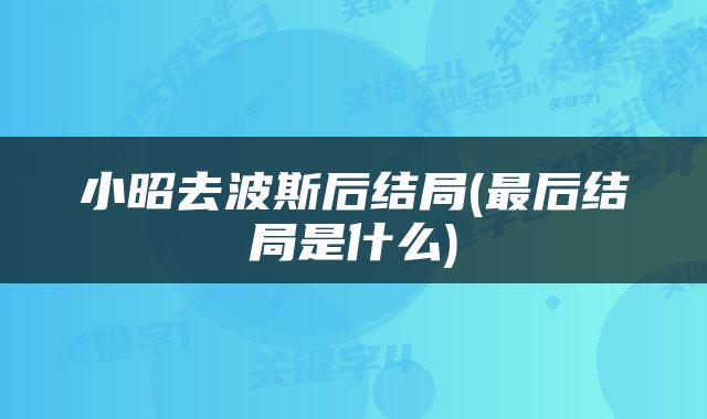小昭去波斯后结局(最后结局是什么)