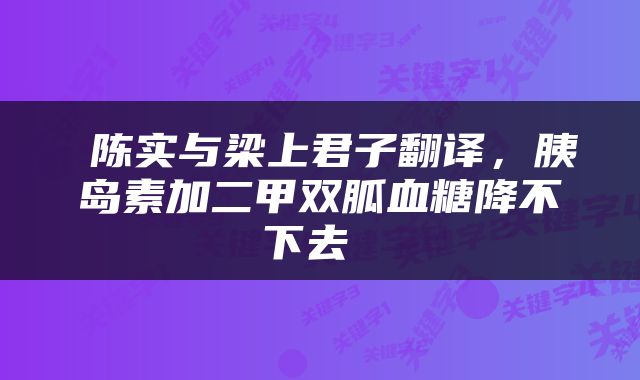 陈实与梁上君子翻译，胰岛素加二甲双胍血糖降不下去 