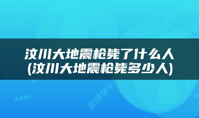 汶川大地震枪毙了什么人(汶川大地震枪毙多少人)
