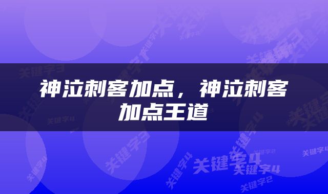 神泣刺客加点，神泣刺客加点王道