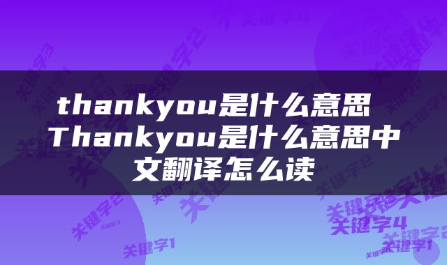 thankyou是什么意思 Thankyou是什么意思中文翻译怎么读