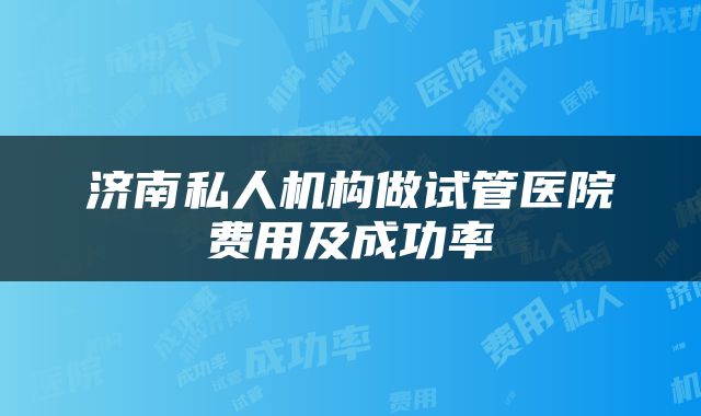 济南私人机构做试管医院费用及成功率