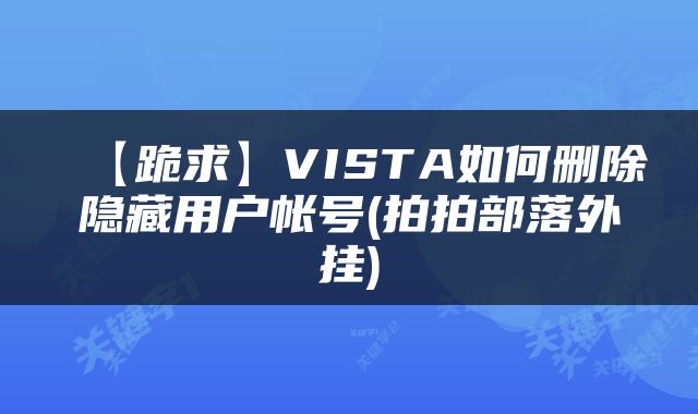 【跪求】VISTA如何删除隐藏用户帐号(拍拍部落外挂)