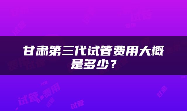 甘肃第三代试管费用大概是多少？