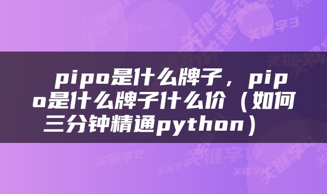  pipo是什么牌子，pipo是什么牌子什么价（如何三分钟精通python） 