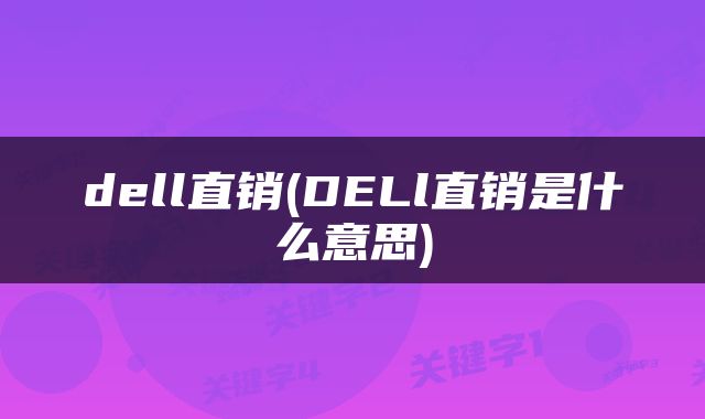 dell直销(DELl直销是什么意思)