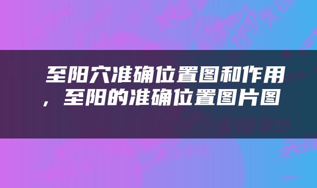  至阳穴准确位置图和作用，至阳的准确位置图片图 