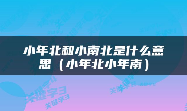 小年北和小南北是什么意思（小年北小年南）