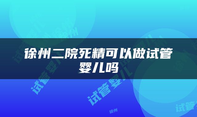 徐州二院死精可以做试管婴儿吗