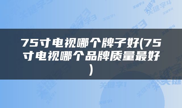 75寸电视哪个牌子好(75寸电视哪个品牌质量最好)
