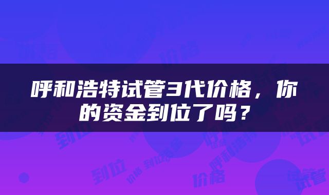 呼和浩特试管3代价格，你的资金到位了吗？