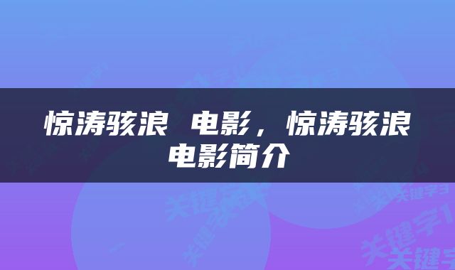 惊涛骇浪 电影，惊涛骇浪电影简介