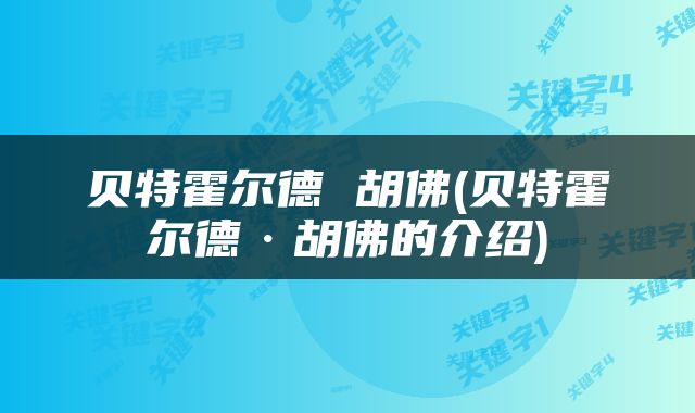 贝特霍尔德 胡佛(贝特霍尔德·胡佛的介绍)