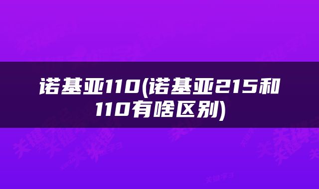 诺基亚110(诺基亚215和110有啥区别)