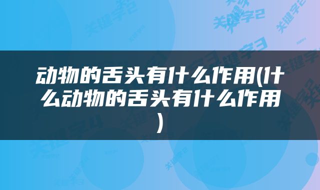 动物的舌头有什么作用(什么动物的舌头有什么作用)