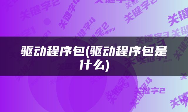 驱动程序包(驱动程序包是什么)