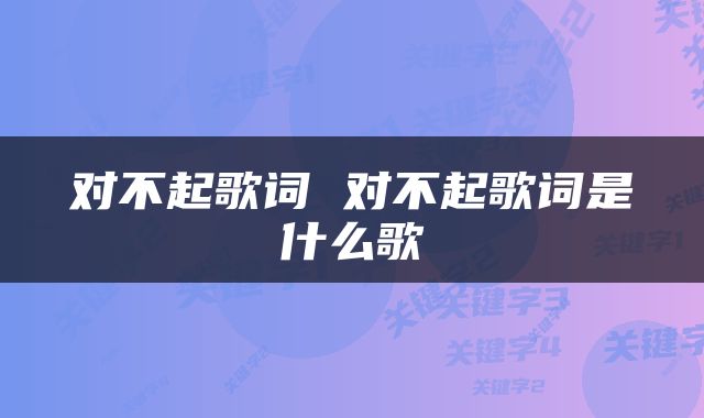 对不起歌词 对不起歌词是什么歌
