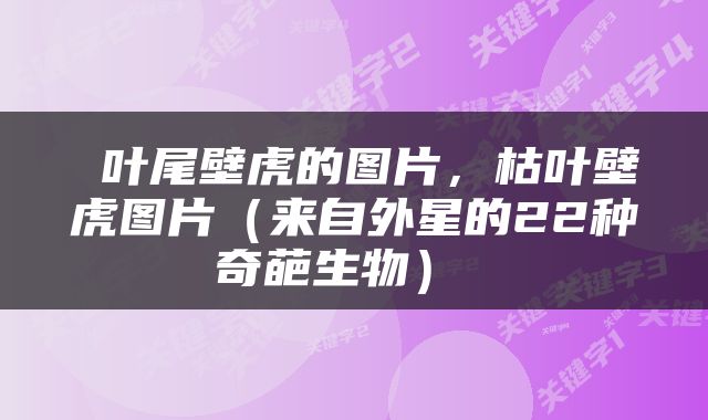  叶尾壁虎的图片，枯叶壁虎图片（来自外星的22种奇葩生物） 