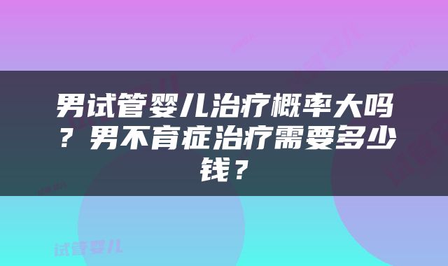 男试管婴儿治疗概率大吗？男不育症治疗需要多少钱？