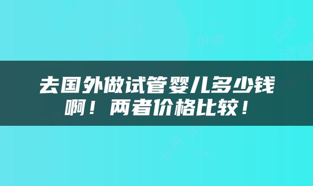 去国外做试管婴儿多少钱啊！两者价格比较！