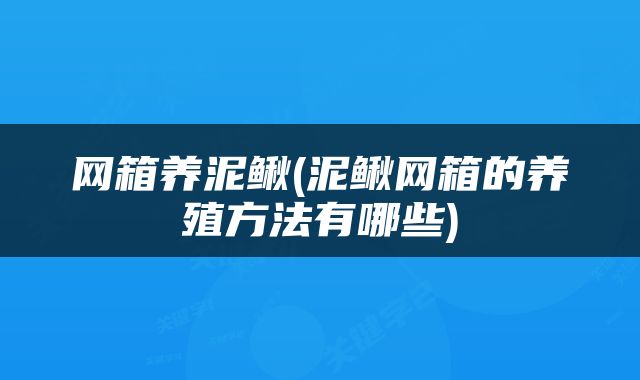 网箱养泥鳅(泥鳅网箱的养殖方法有哪些)