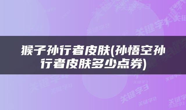 猴子孙行者皮肤(孙悟空孙行者皮肤多少点券)